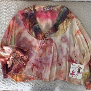 Vintage Negligette Satin Tie Dyed Lace Cape 💝